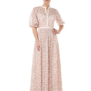 Carmen Marc Valvo Fleurette Puff Sleeve Ball Gown